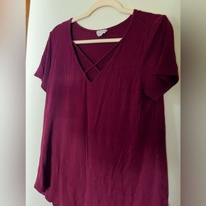 Emory Park cross cross V Neck blouse